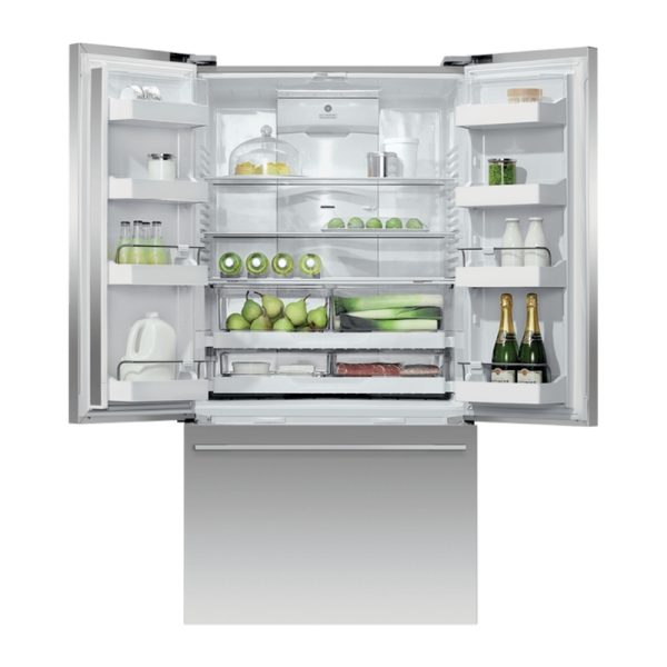 Fisher & Paykel Freestanding French Door Refrigerator Freezer, 90cm, 614L, Ice & Water RF610ADUSX