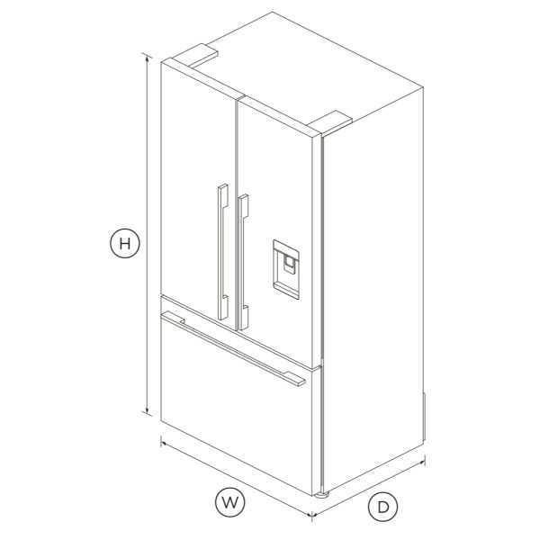 Fisher & Paykel Freestanding French Door Refrigerator Freezer, 90cm, 614L, Ice & Water RF610ADUSX