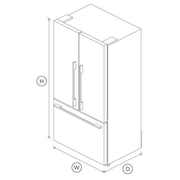 Fisher & Paykel Freestanding French Door Refrigerator Freezer, 90cm, 614L RF610ADX