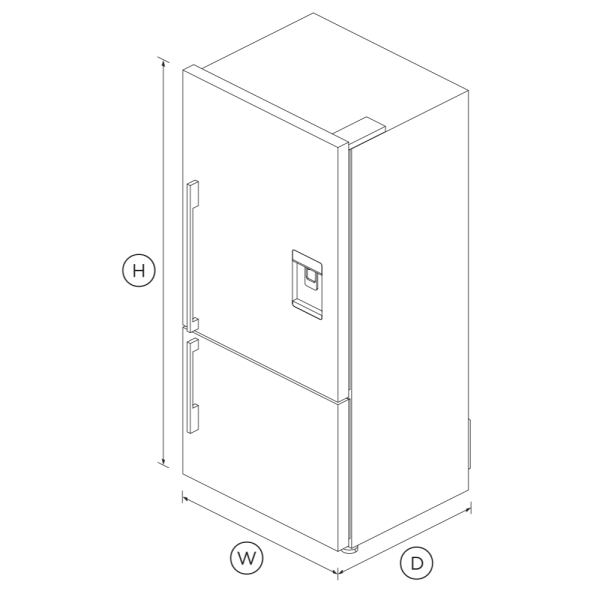 Freestanding Refrigerator Freezer, 79cm, 469L, Ice & Water E522BXFDU