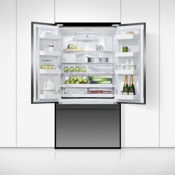 Fisher & Paykel Freestanding French Door Refrigerator Freezer, 90cm, 614L, Ice & Water RF610ADUSB