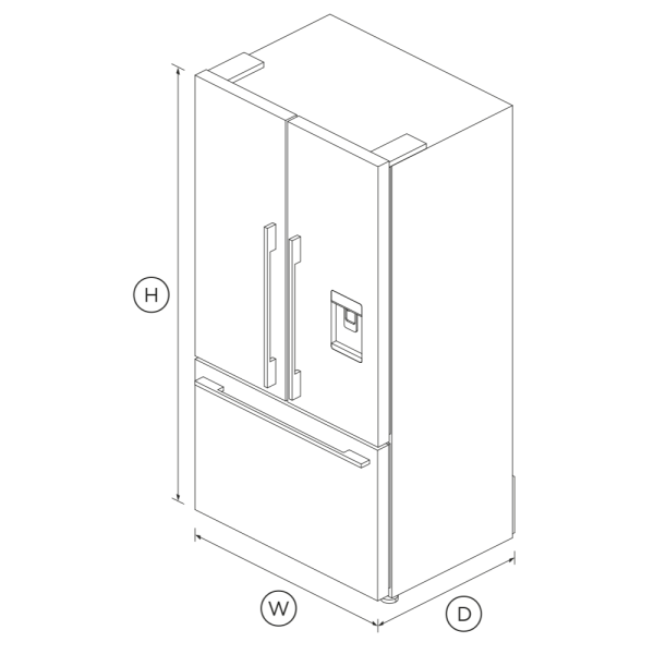 Fisher & Paykel Freestanding French Door Refrigerator Freezer, 90cm, 614L, Ice & Water RF610ADUSB