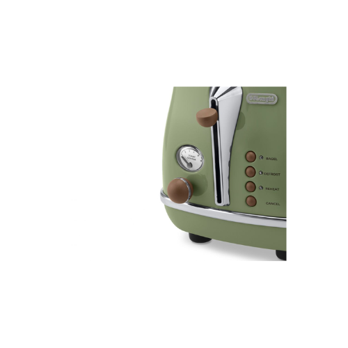Delonghi Icona Vintage Olive Green 2-Slice Toaster (Lid) - CTOV2003.GR