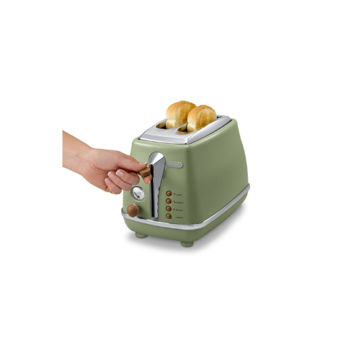 Delonghi Icona Vintage Olive Green 2-Slice Toaster (Lid) - CTOV2003.GR