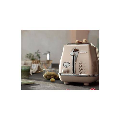 Delonghi Icona Metallics Champagne Beige 2 Slice Toaster - CTOT2003.BG