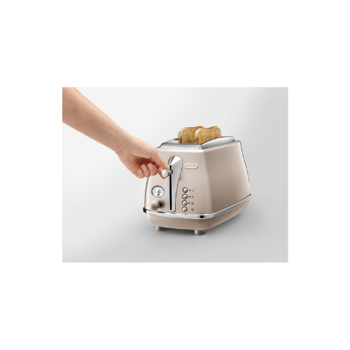 Delonghi Icona Metallics Champagne Beige 2 Slice Toaster - CTOT2003.BG